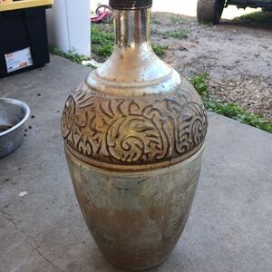 Decorative Ceramic Floor Vase in Aged Gold and Tan